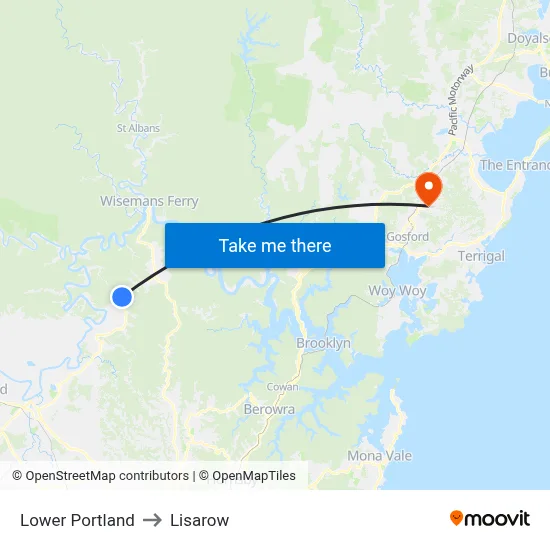 Lower Portland to Lisarow map