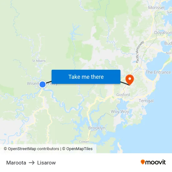 Maroota to Lisarow map
