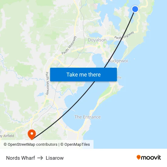 Nords Wharf to Lisarow map