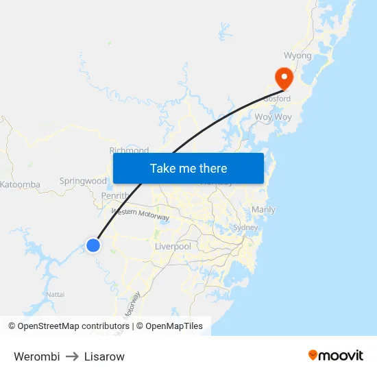 Werombi to Lisarow map