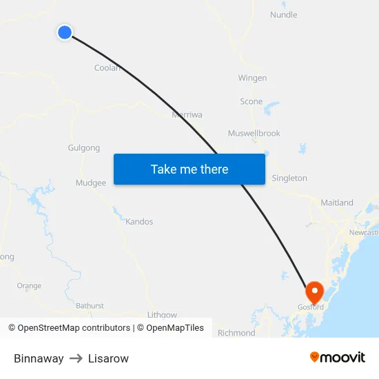 Binnaway to Lisarow map