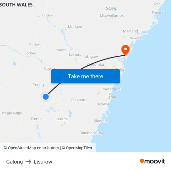 Galong to Lisarow map