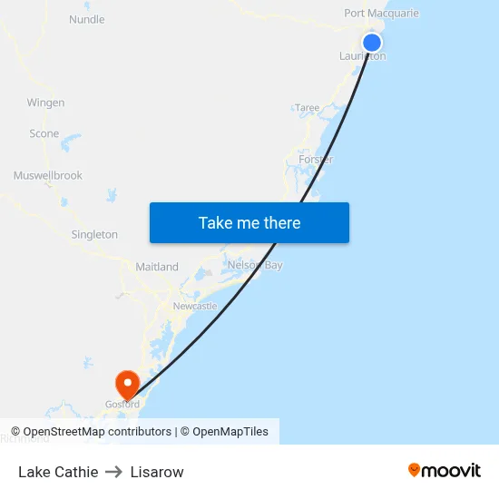Lake Cathie to Lisarow map
