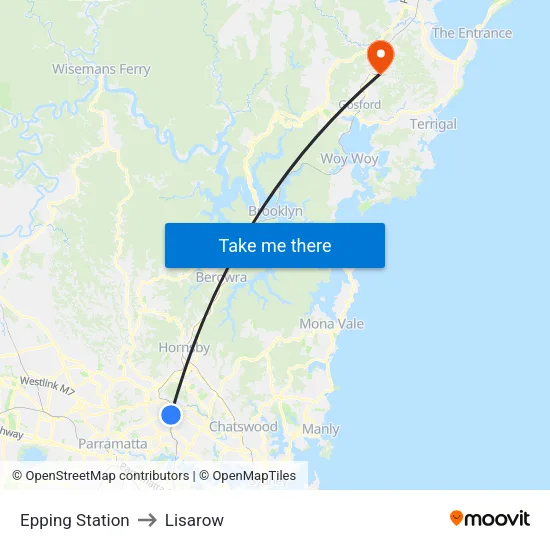 Epping Station to Lisarow map