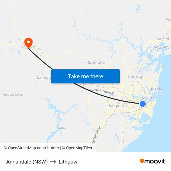 Annandale (NSW) to Lithgow map