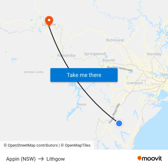 Appin (NSW) to Lithgow map