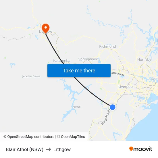 Blair Athol (NSW) to Lithgow map
