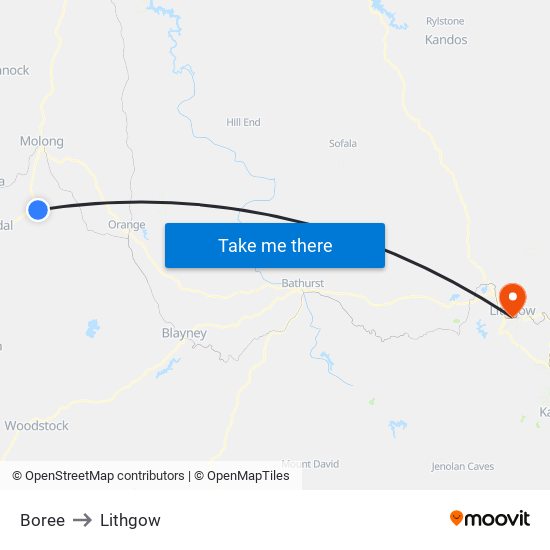 Boree to Lithgow map