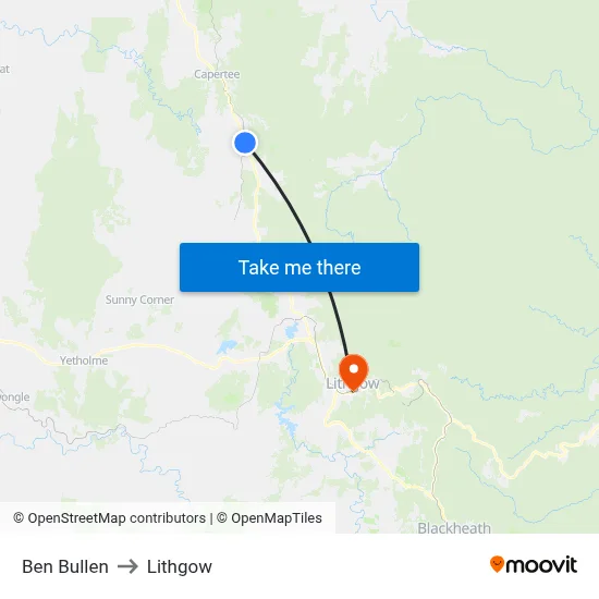 Ben Bullen to Lithgow map