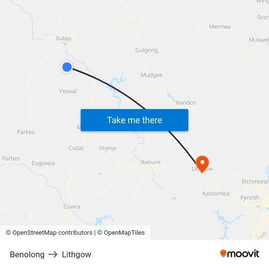 Benolong to Lithgow map