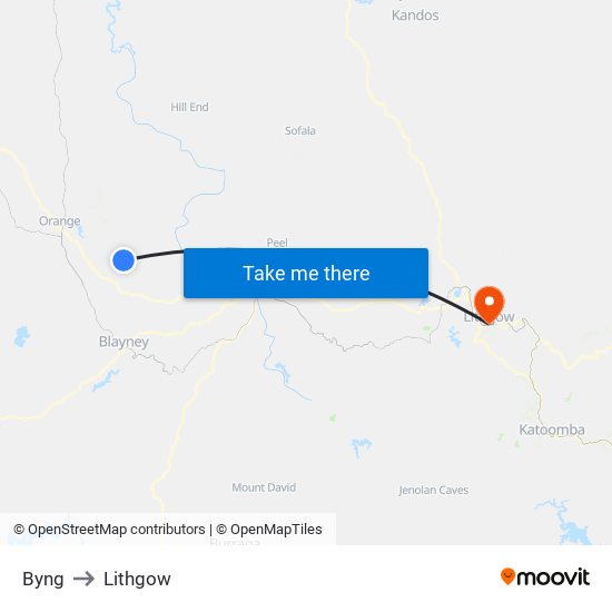 Byng to Lithgow map