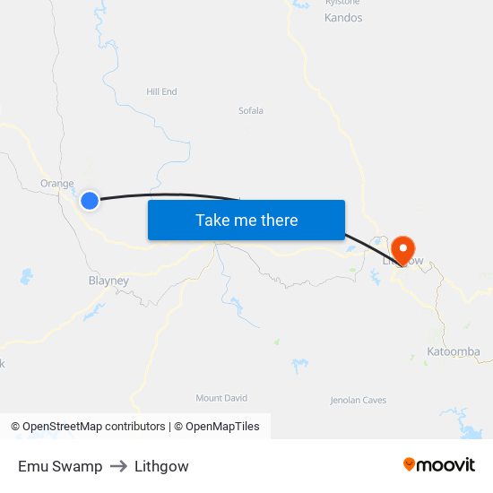 Emu Swamp to Lithgow map
