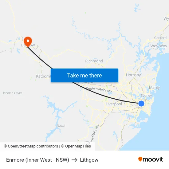 Enmore (Inner West - NSW) to Lithgow map