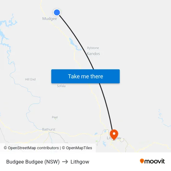 Budgee Budgee (NSW) to Lithgow map