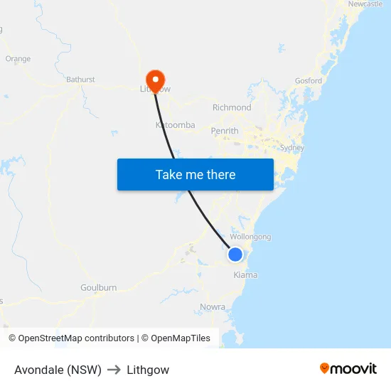 Avondale (NSW) to Lithgow map