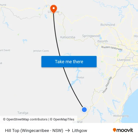 Hill Top (Wingecarribee - NSW) to Lithgow map