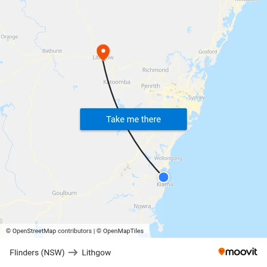 Flinders (NSW) to Lithgow map