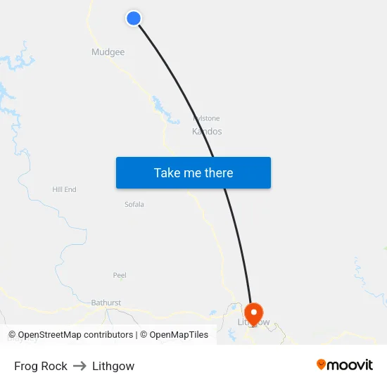 Frog Rock to Lithgow map