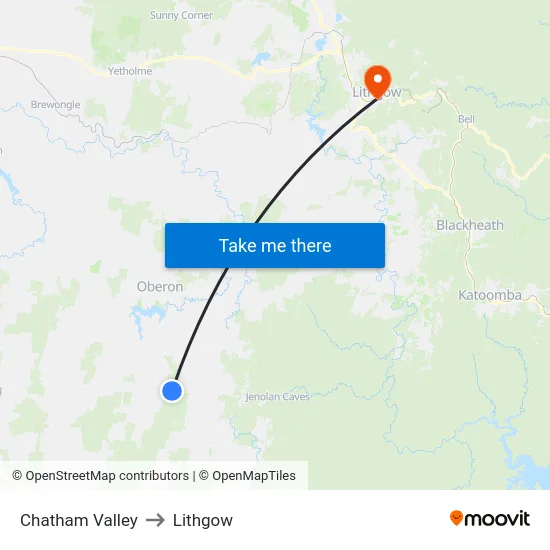 Chatham Valley to Lithgow map
