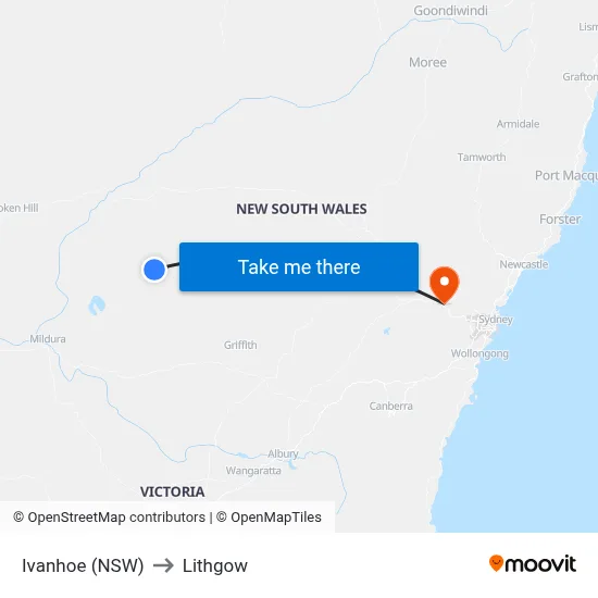 Ivanhoe (NSW) to Lithgow map