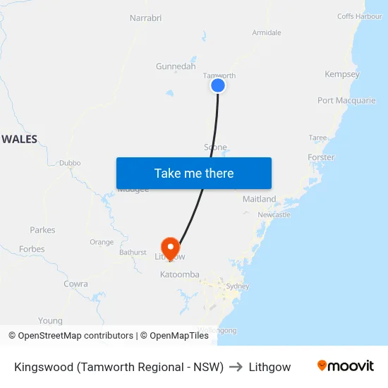 Kingswood (Tamworth Regional - NSW) to Lithgow map