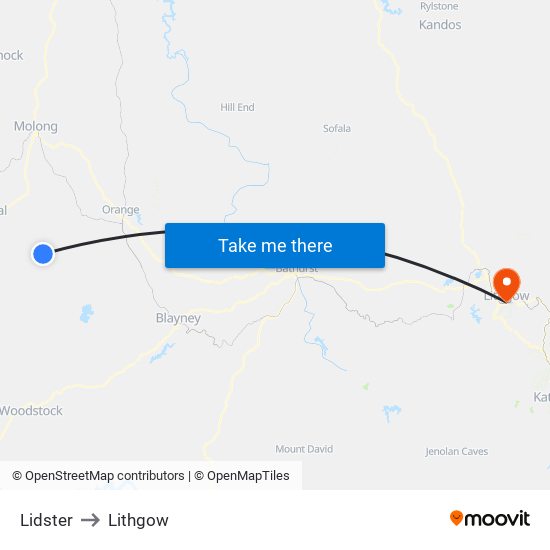 Lidster to Lithgow map