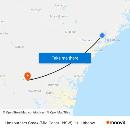 Limeburners Creek (Mid-Coast - NSW) to Lithgow map