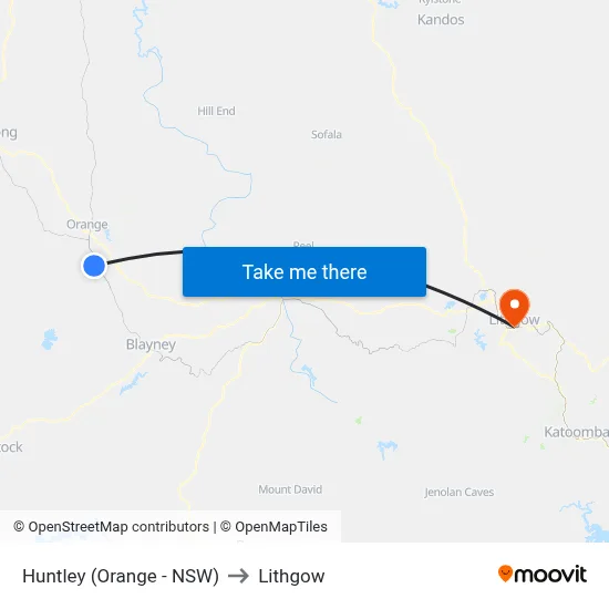 Huntley (Orange - NSW) to Lithgow map
