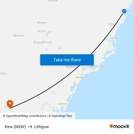 Kew (NSW) to Lithgow map