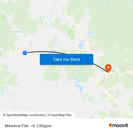 Meadow Flat to Lithgow map