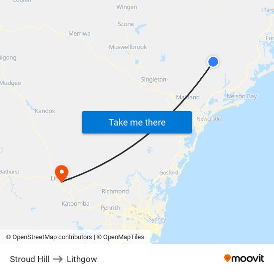 Stroud Hill to Lithgow map