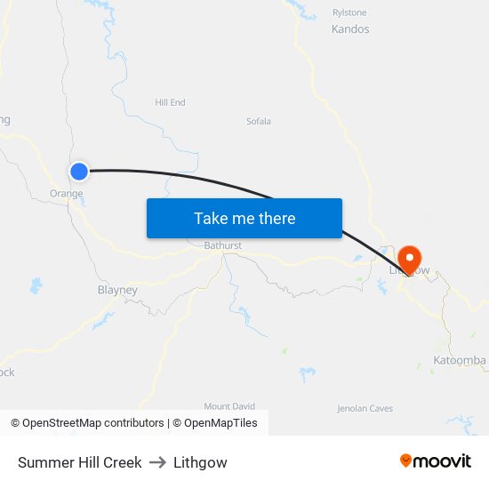 Summer Hill Creek to Lithgow map