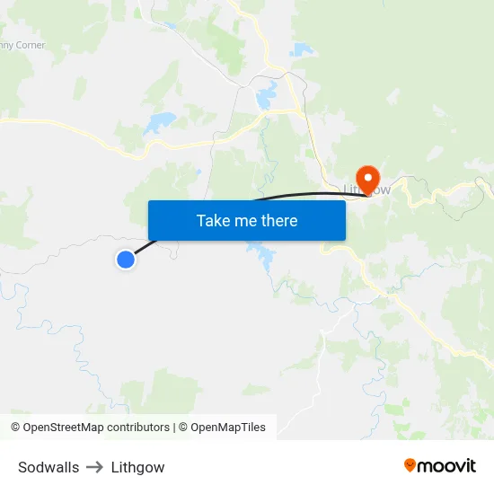 Sodwalls to Lithgow map