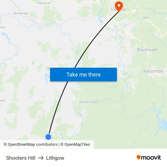 Shooters Hill to Lithgow map