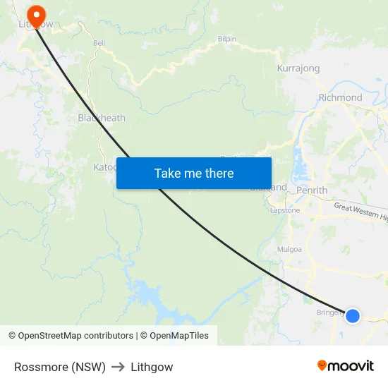 Rossmore (NSW) to Lithgow map