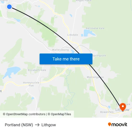 Portland (NSW) to Lithgow map