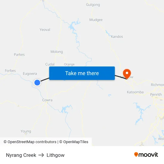 Nyrang Creek to Lithgow map