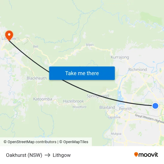 Oakhurst (NSW) to Lithgow map