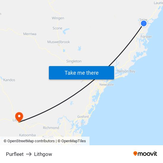 Purfleet to Lithgow map