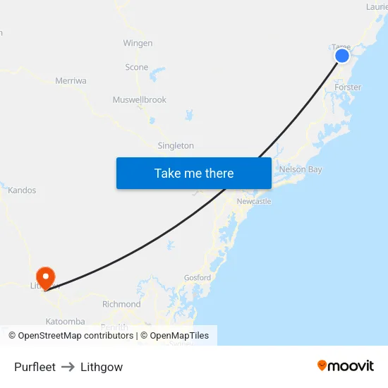Purfleet to Lithgow map