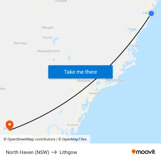 North Haven (NSW) to Lithgow map