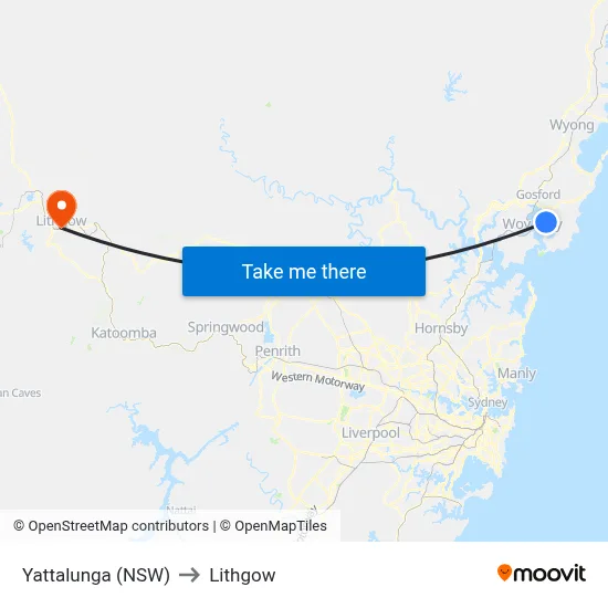 Yattalunga (NSW) to Lithgow map