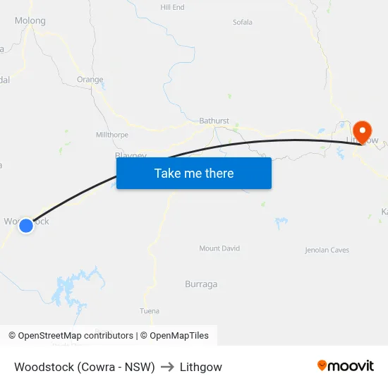Woodstock (Cowra - NSW) to Lithgow map
