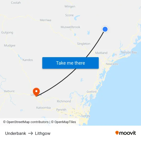 Underbank to Lithgow map