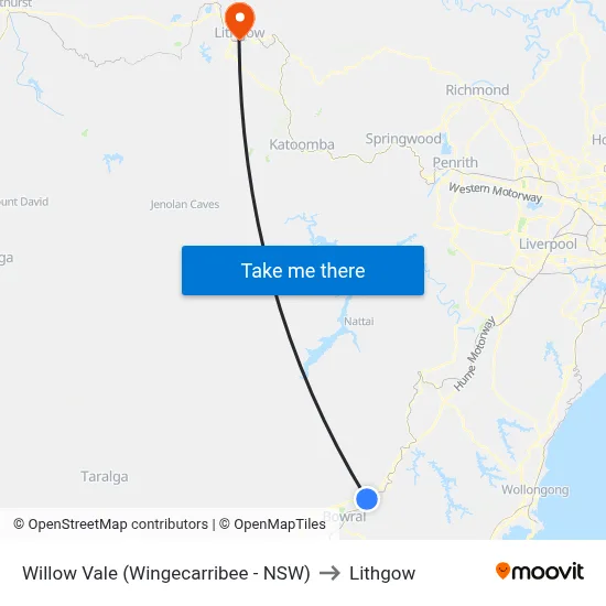 Willow Vale (Wingecarribee - NSW) to Lithgow map