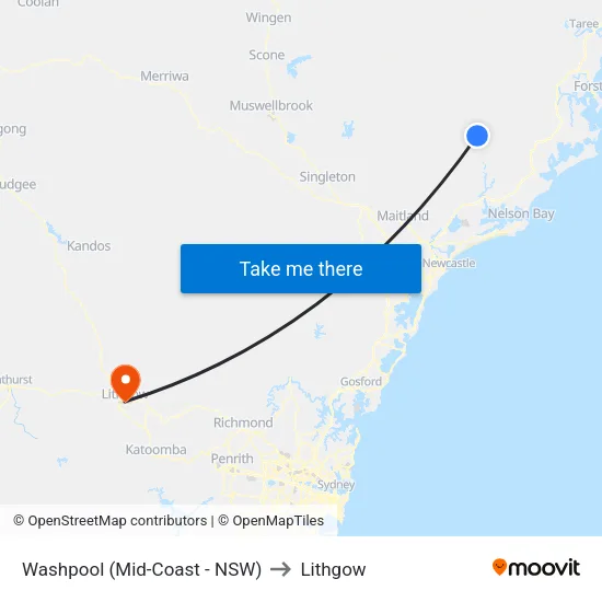 Washpool (Mid-Coast - NSW) to Lithgow map