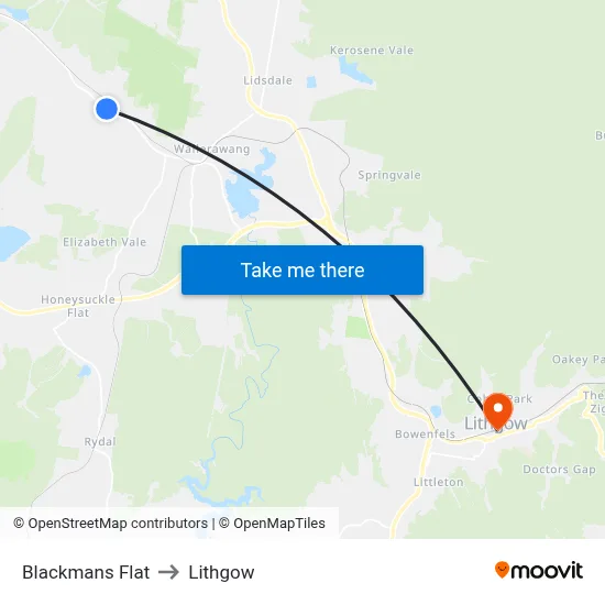 Blackmans Flat to Lithgow map