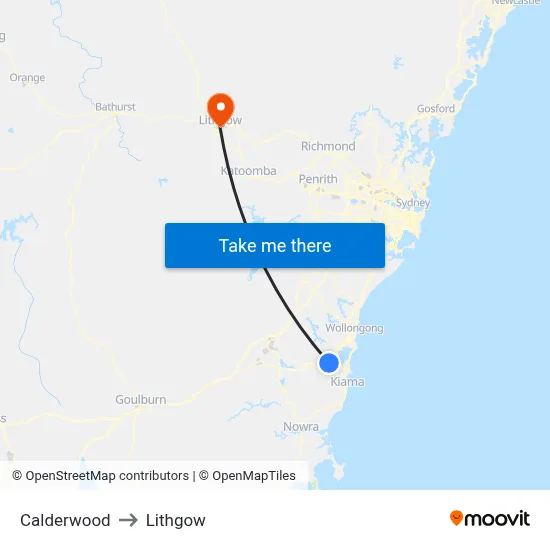 Calderwood to Lithgow map