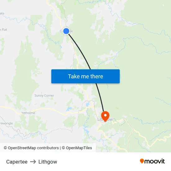Capertee to Lithgow map