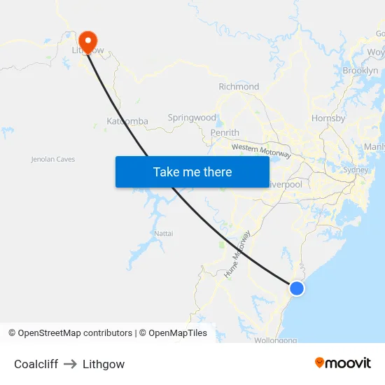 Coalcliff to Lithgow map